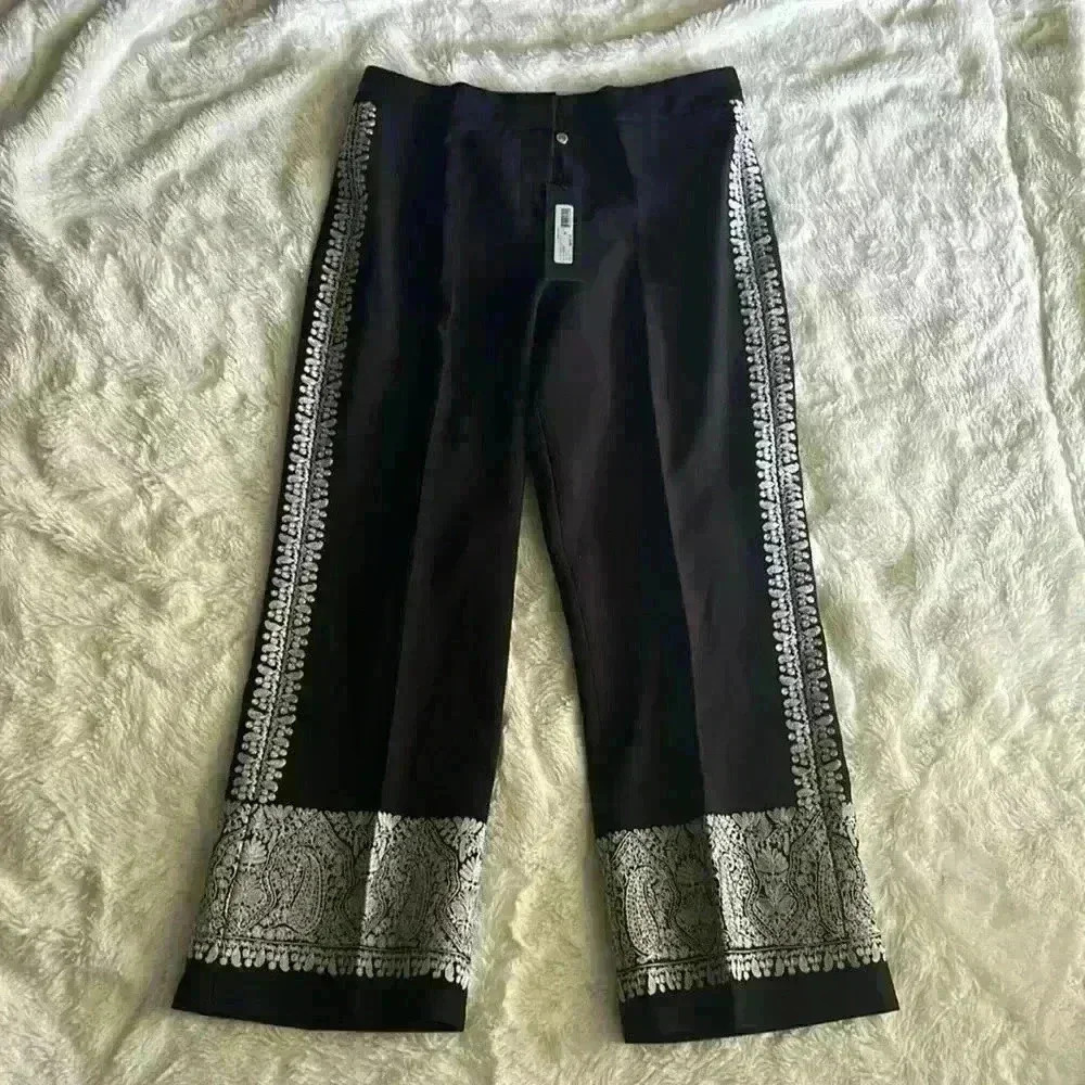 Kobi Halperin Zeina Cropped Paisley-Trim Pants - Picture 2 of 7